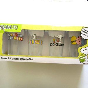 Snoopy Woodstock Easter Glass & Coaster Combo Set